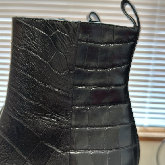 ALBERTO ZAGO BLACK CROC LEATHER ANKLE BOOT 37 1/2  FITS LIKE A 7 US ITALY - Picture 14 of 16